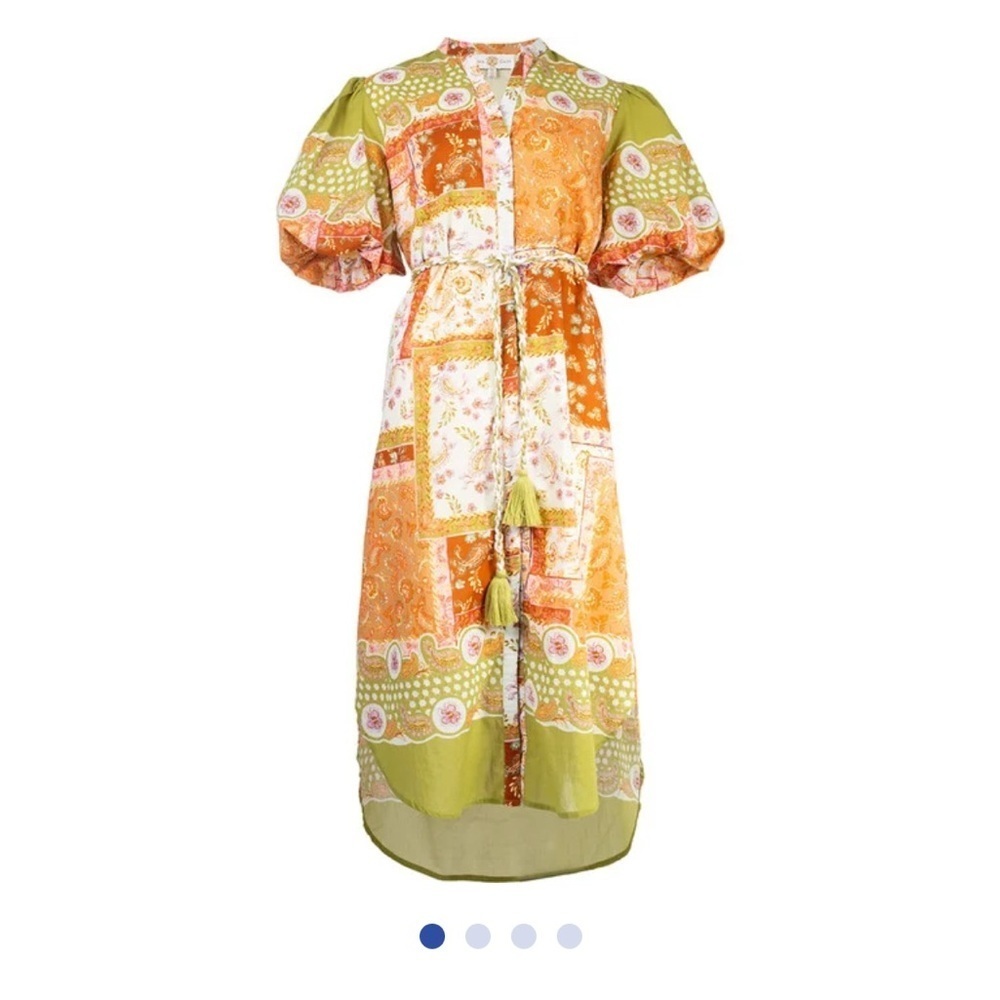 Anna Cate Women's Leila V-Neck Short Sleeve Midi Dress, Sage Patchwork